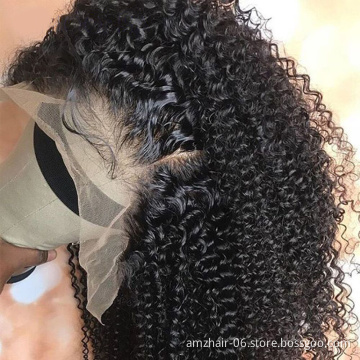 Cheap Wholesale Kinky Curly Hd Full Lace Front Wig Brazilian Virgin Human Hair Transparent Lace Frontal Closure Wig For Women